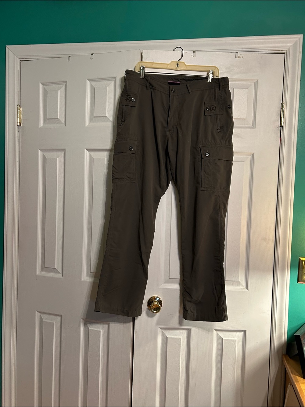 Clothing Arts Pants Mens 34x30 Brown Cargo Pockets Pick Pocket Proof Travel